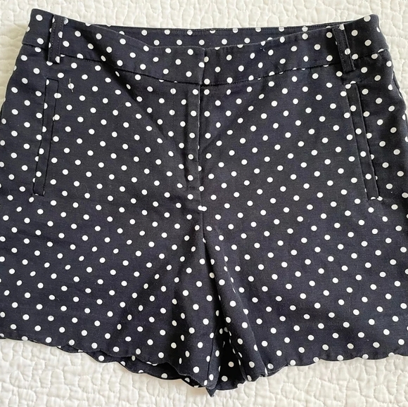 🚫 Anne Klein Woman's Shorts Navy blue white polka dots Size 8 - Picture 1 of 5